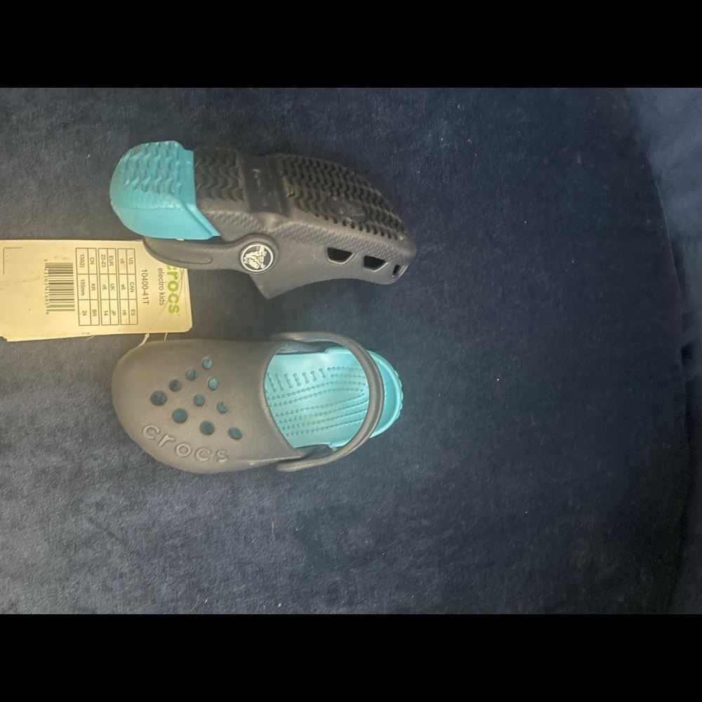 Navy Blue and light blue crocs